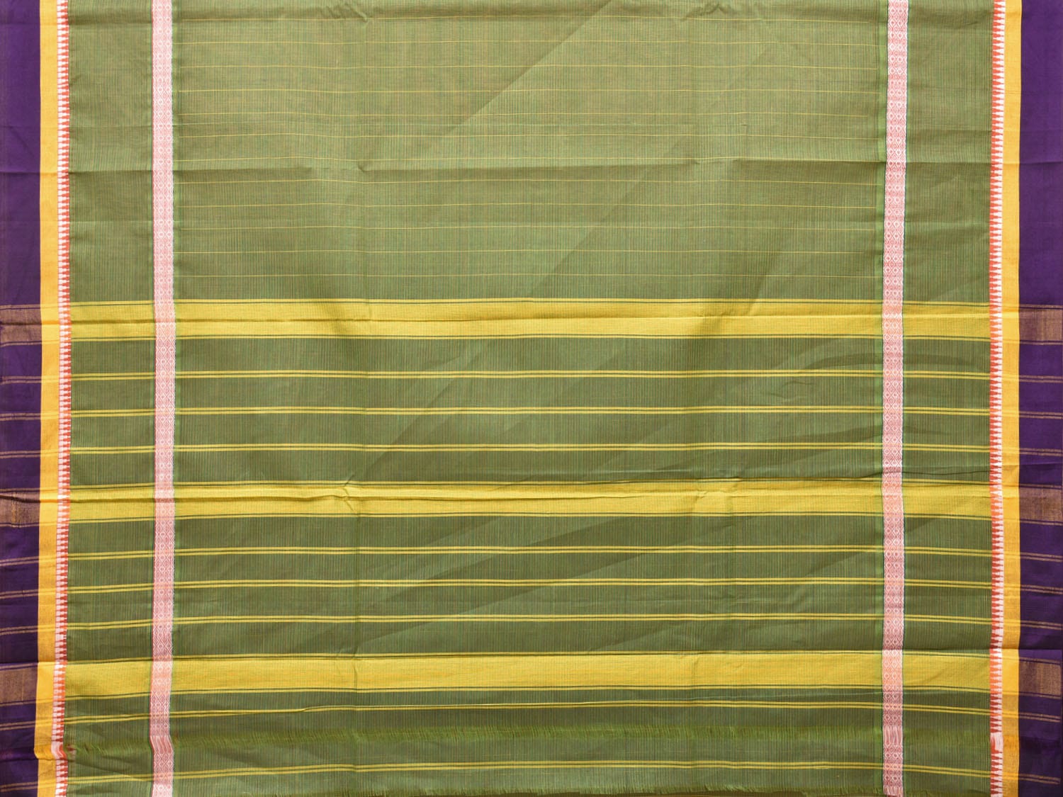 Light Green Narayanpet Cotton Handloom Saree with Checks and Big Border Design No Blouse np0706