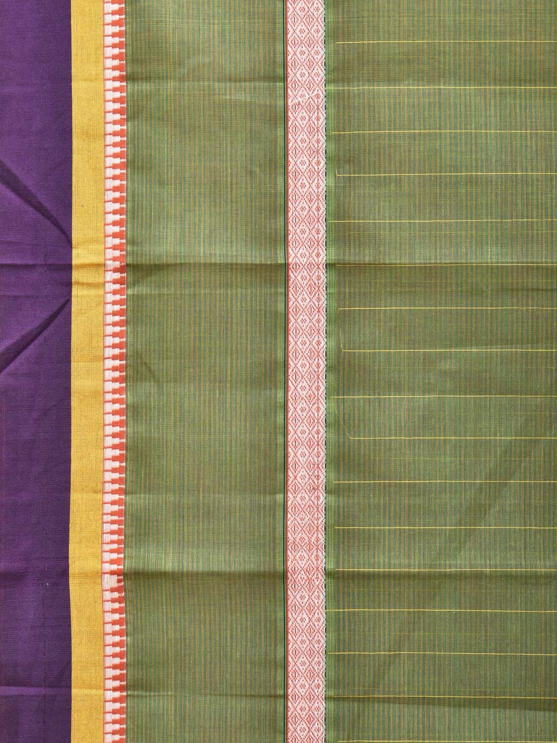 Light Green Narayanpet Cotton Handloom Saree with Checks and Big Border Design No Blouse np0706