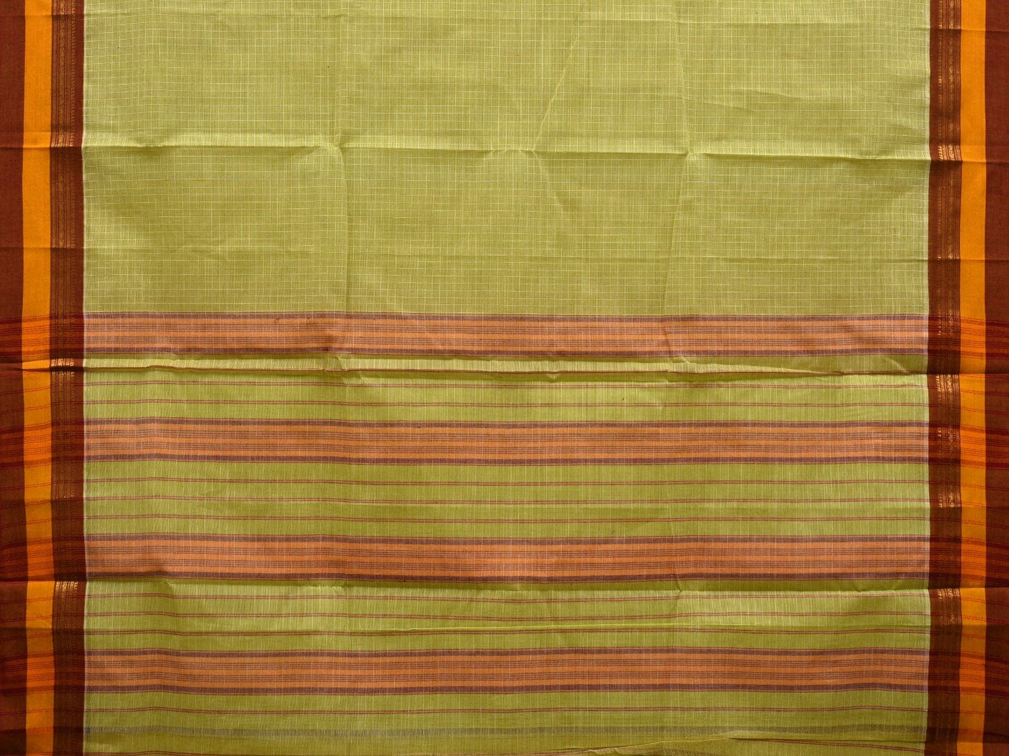 Light Green Narayanpet Cotton Handloom Saree with Checks Design No Blouse np0528