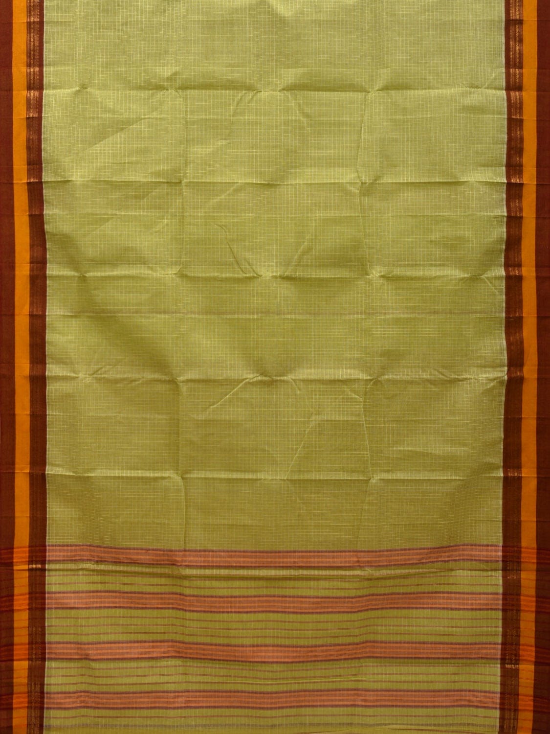 Light Green Narayanpet Cotton Handloom Saree with Checks Design No Blouse np0528