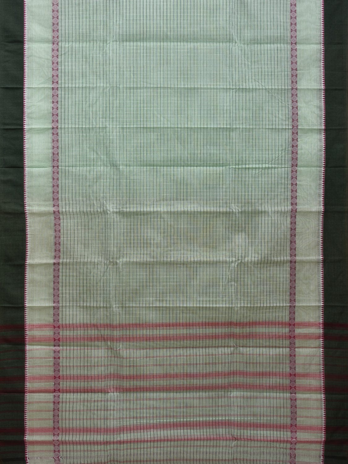 Light Green Narayanpet Cotton Handloom Saree with Checks Design No Blouse np0618