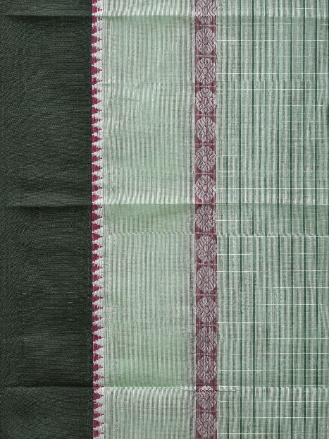 Light Green Narayanpet Cotton Handloom Saree with Checks Design No Blouse np0618