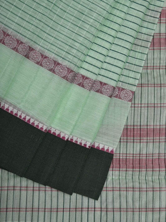 Light Green Narayanpet Cotton Handloom Saree with Checks Design No Blouse np0618