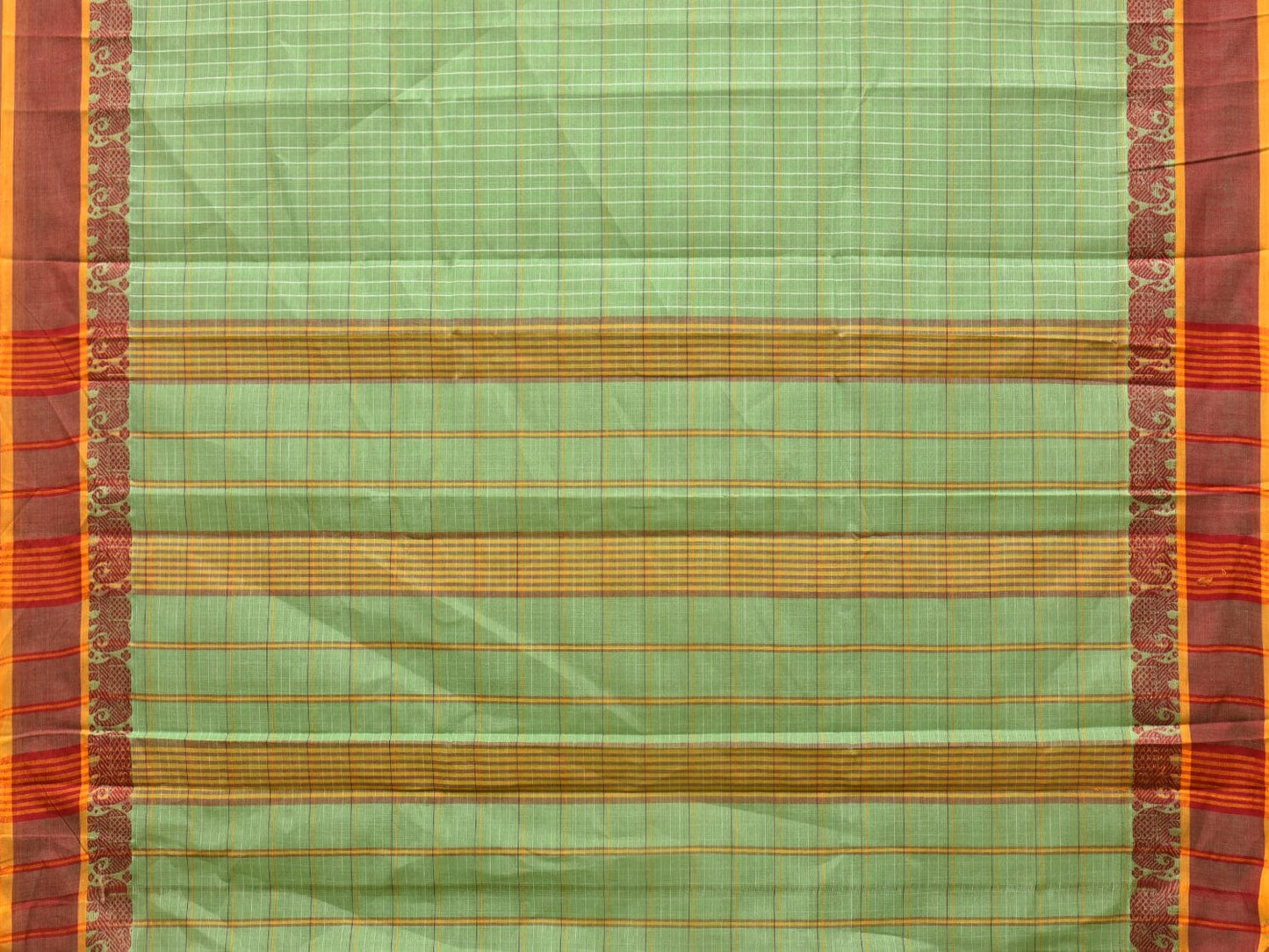 Light Green Narayanpet Cotton Handloom Saree with Elephant Border Design No Blouse np0783