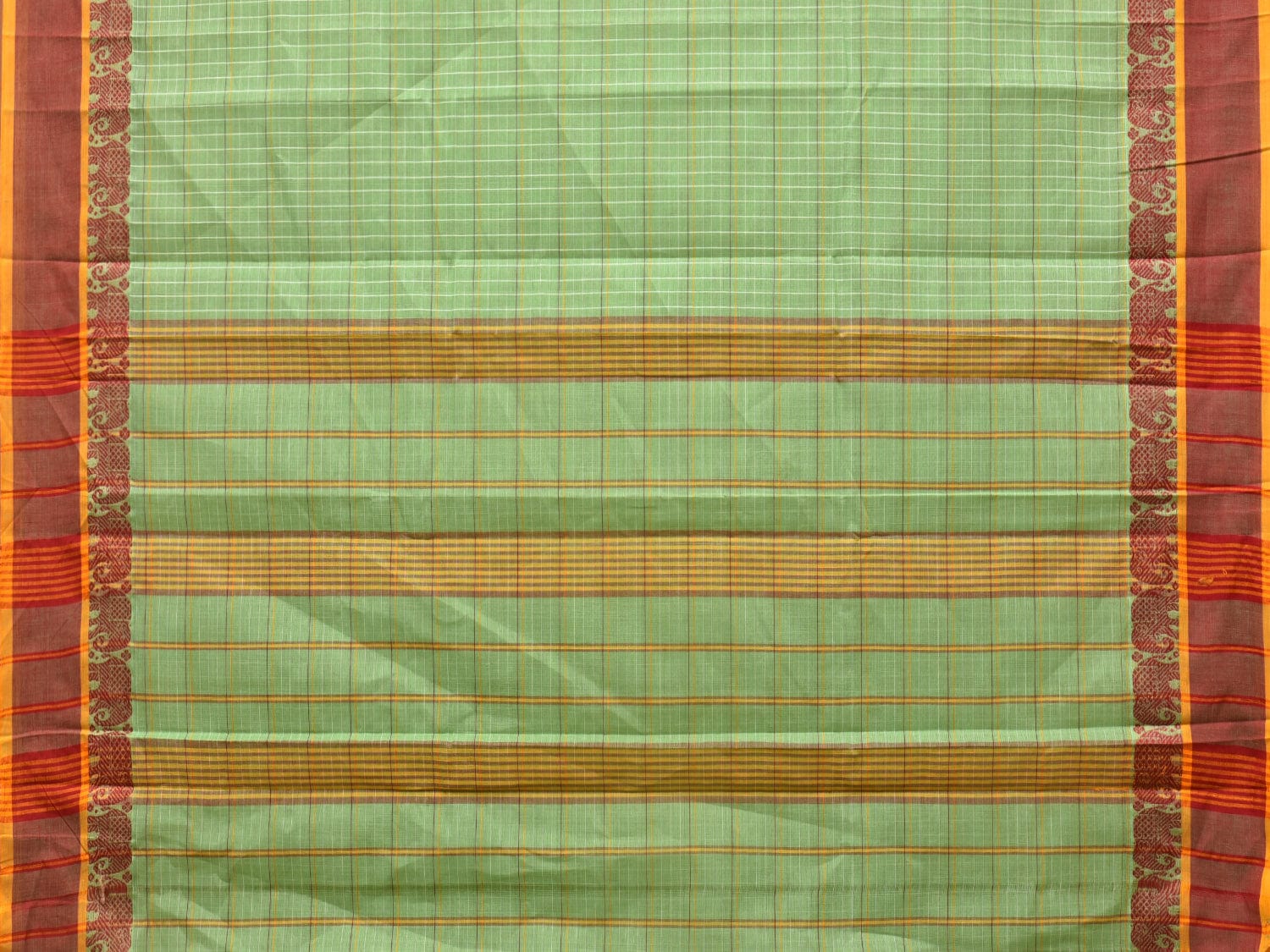 Light Green Narayanpet Cotton Handloom Saree with Elephant Border Design No Blouse np0783