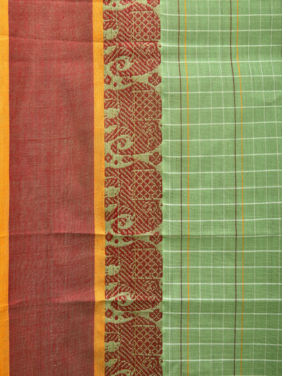 Light Green Narayanpet Cotton Handloom Saree with Elephant Border Design No Blouse np0783