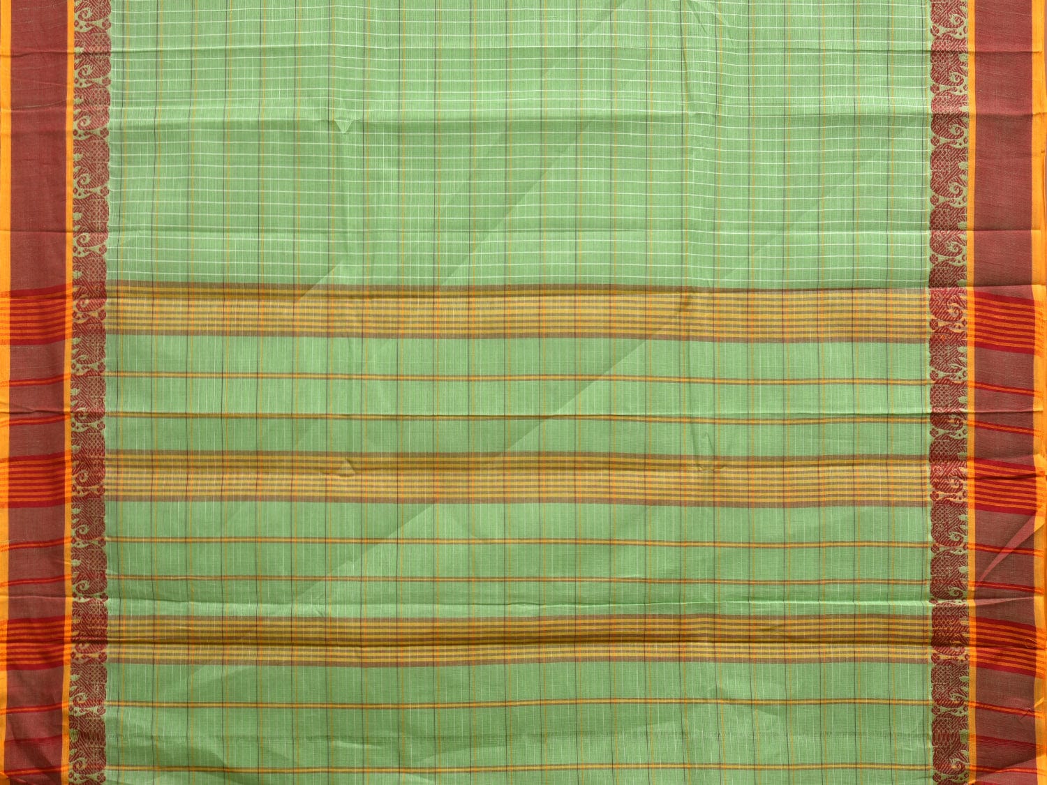 Light Green Narayanpet Cotton Handloom Saree with Elephant Border Design No Blouse np0840