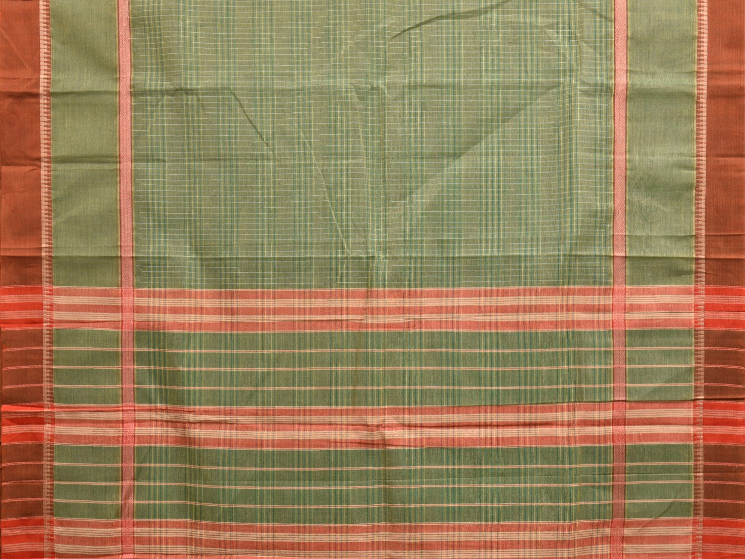 Light Green Narayanpet Cotton Handloom Saree with Strips and Big Border Design No Blouse np0871