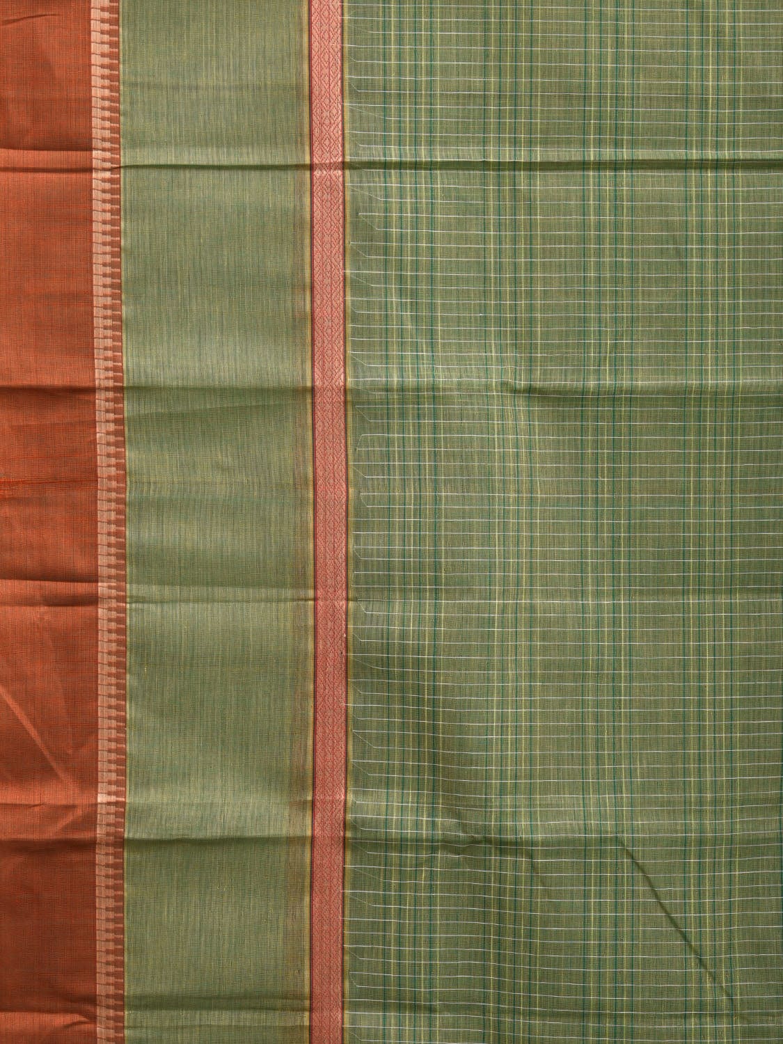 Light Green Narayanpet Cotton Handloom Saree with Strips and Big Border Design No Blouse np0871