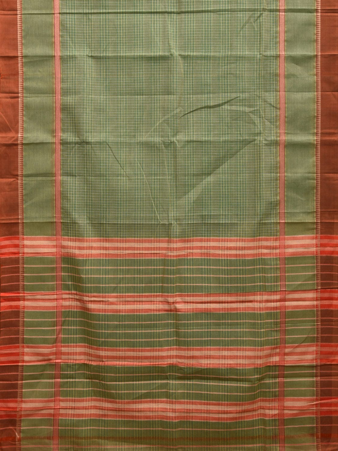 Light Green Narayanpet Cotton Handloom Saree with Strips and Big Border Design No Blouse np0871