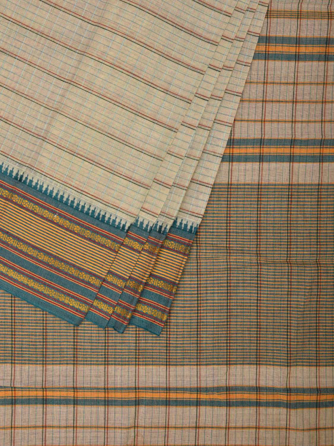 Light Green Narayanpet Cotton Handloom Saree with Strips Design No Blouse np0698