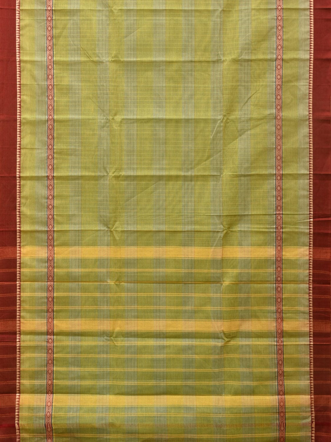 Light Green Narayanpet Cotton Handloom Saree with Strips Design No Blouse np0777