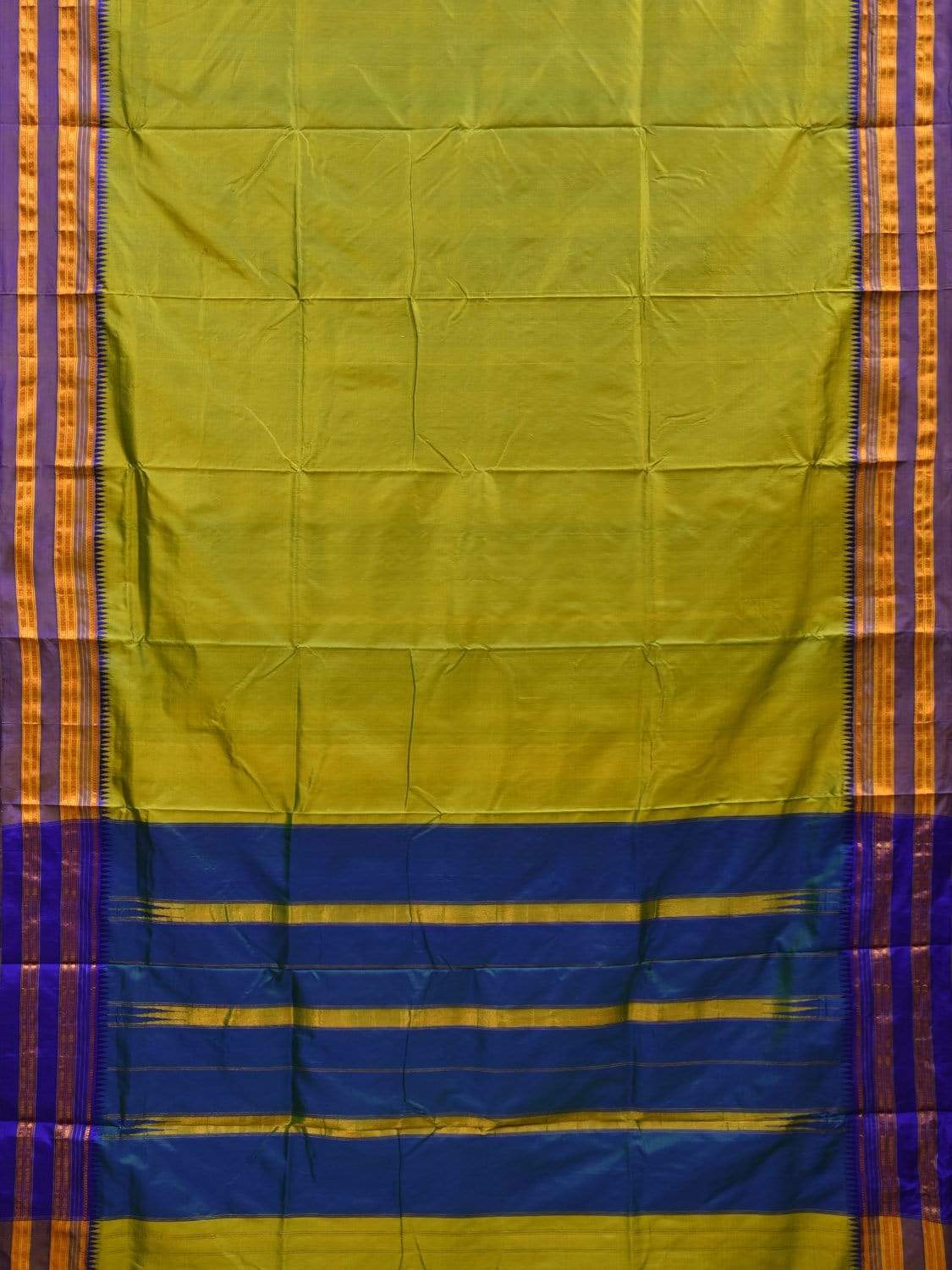 Light Green Narayanpet Silk Handloom Plain Saree with Traditional Border Design No Blouse np0463