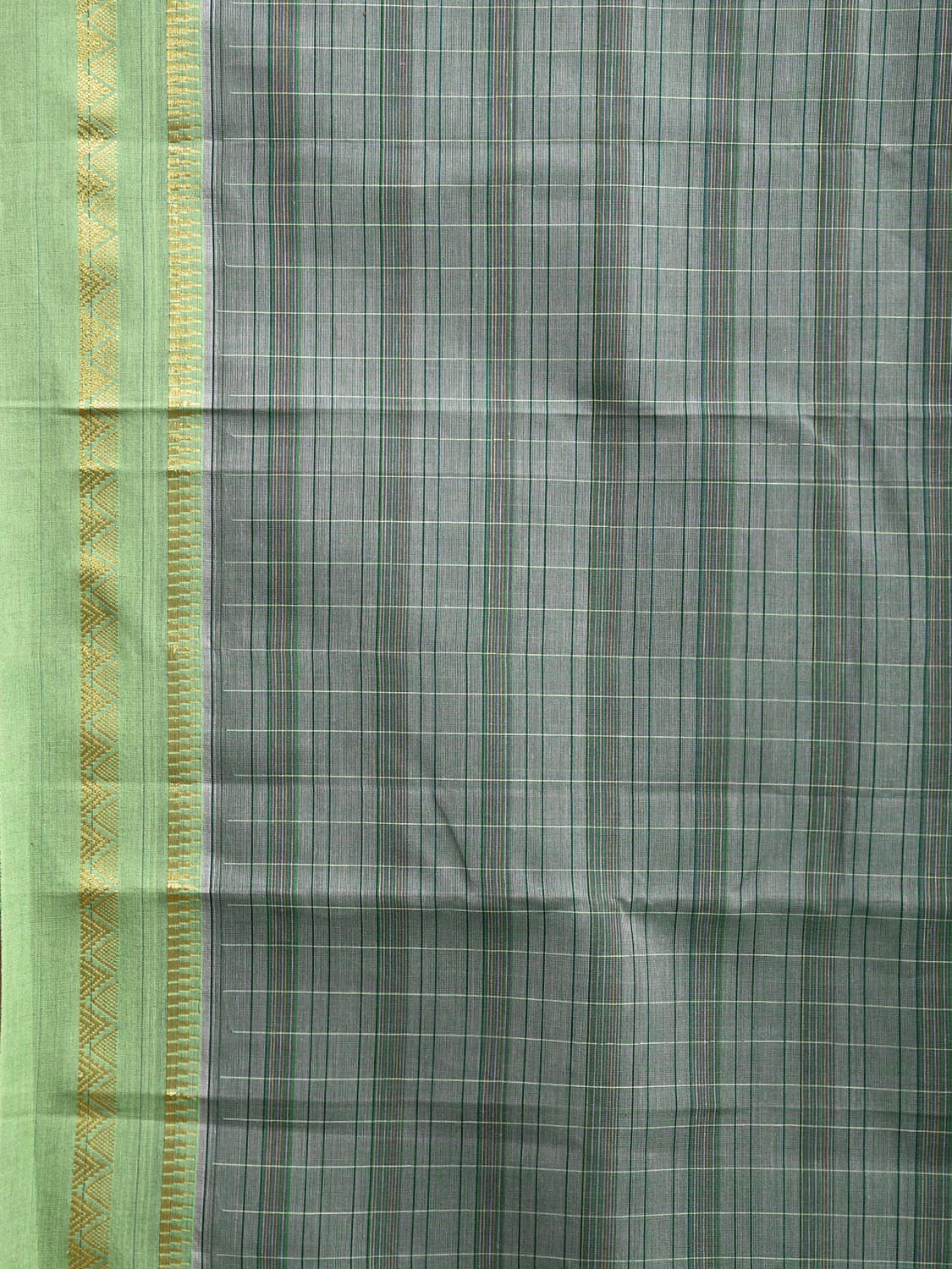 Light Green Narayanpet Silk Handloom Saree with Ganga-Jamuna Border Design No Blouse np1065