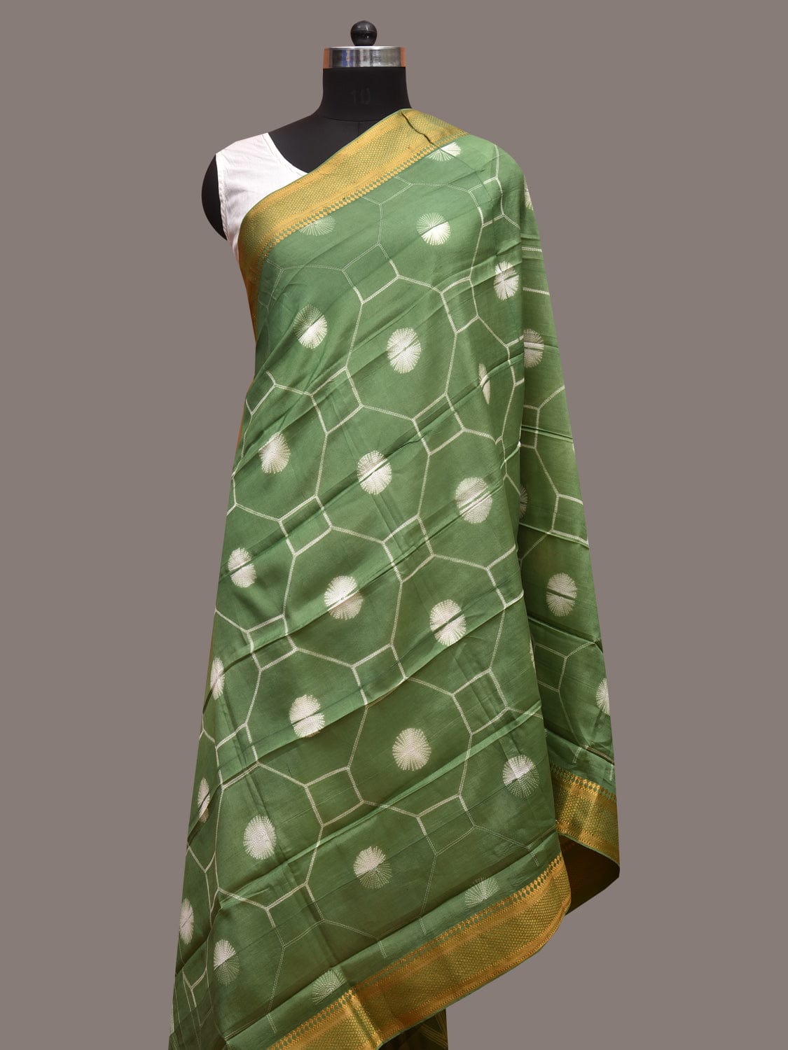 Light Green Shibori Sico Dupatta with Geometric and Grill Design ds3625