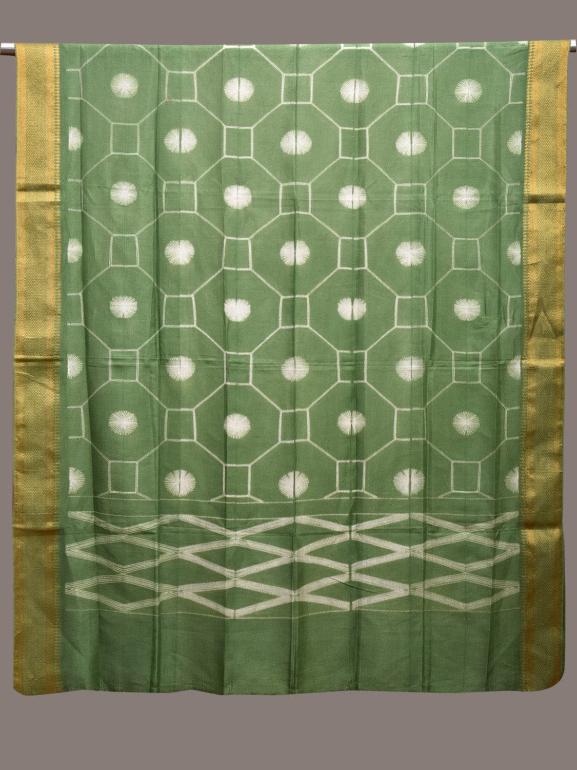 Light Green Shibori Sico Dupatta with Geometric and Grill Design ds3625