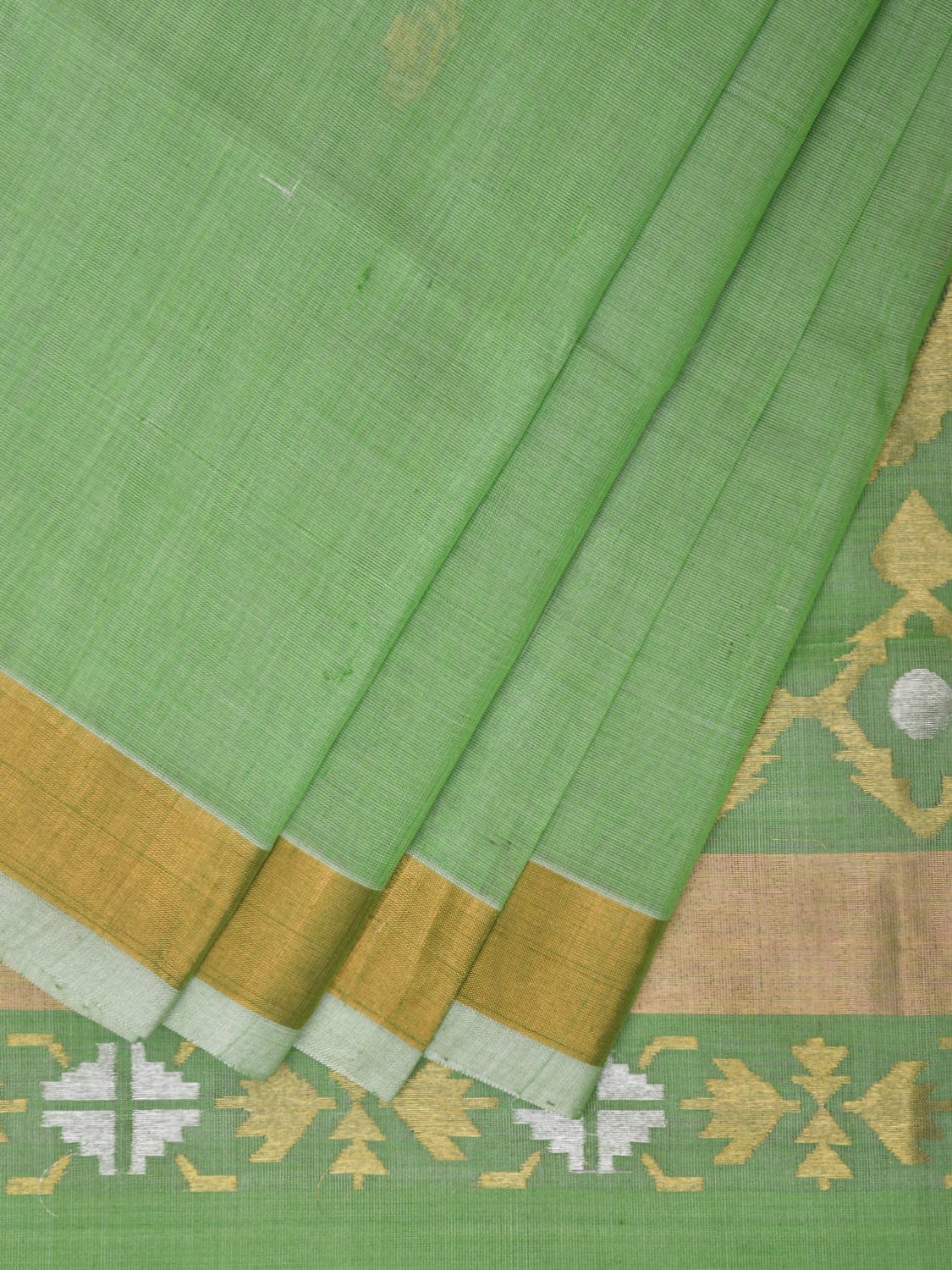 Light Green Uppada Cotton Silk Handloom Saree with Mango Pallu Design u2258