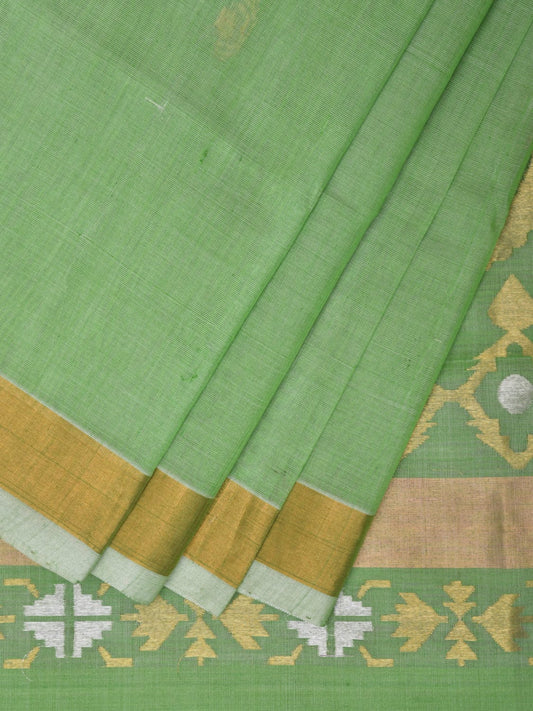 Light Green Uppada Cotton Silk Handloom Saree with Mango Pallu Design u2258