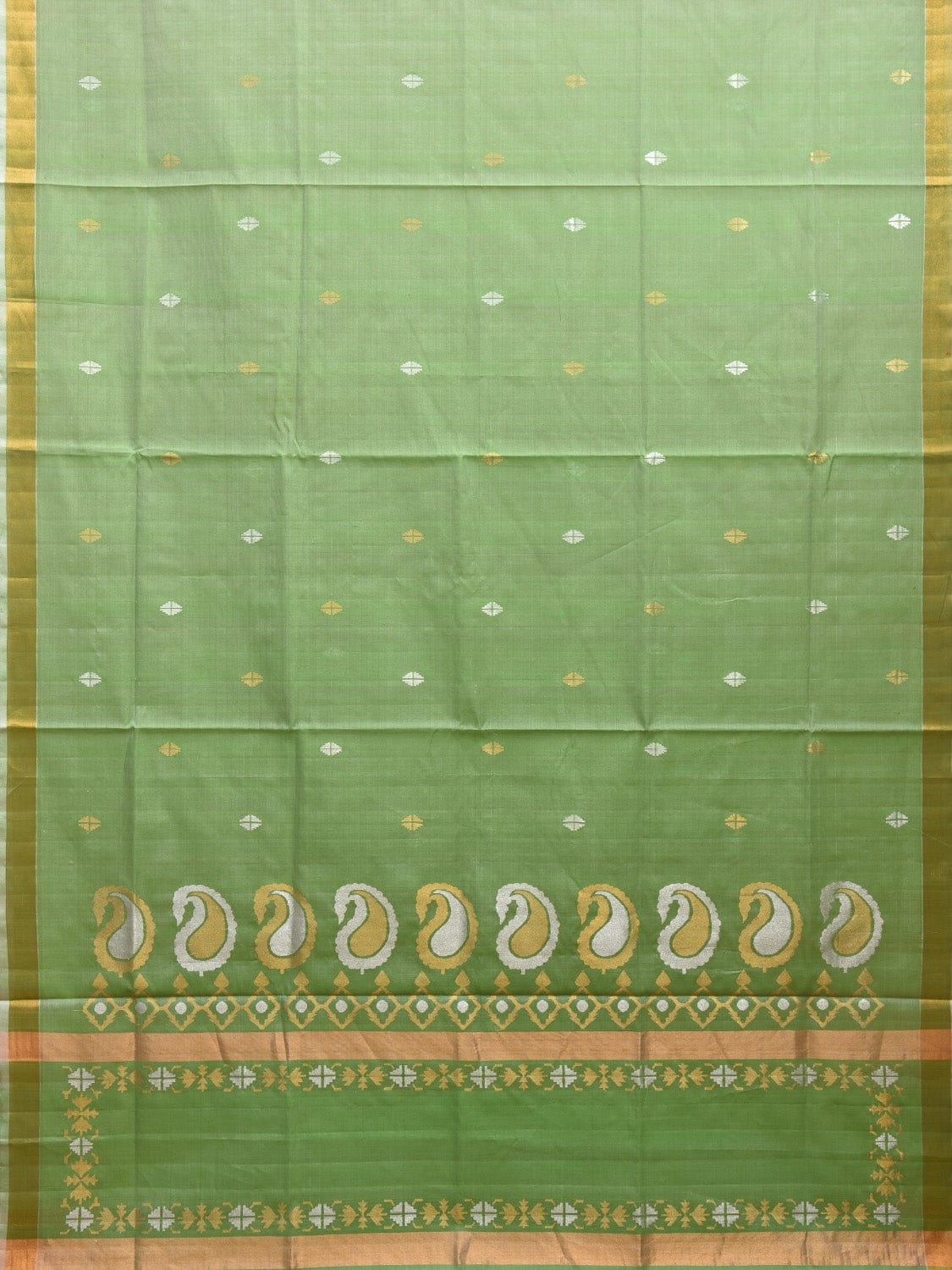 Light Green Uppada Cotton Silk Handloom Saree with Mango Pallu Design u2258