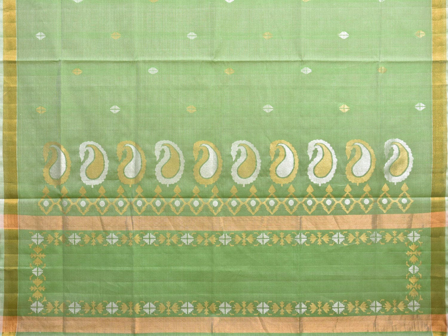 Light Green Uppada Cotton Silk Handloom Saree with Mango Pallu Design u2258