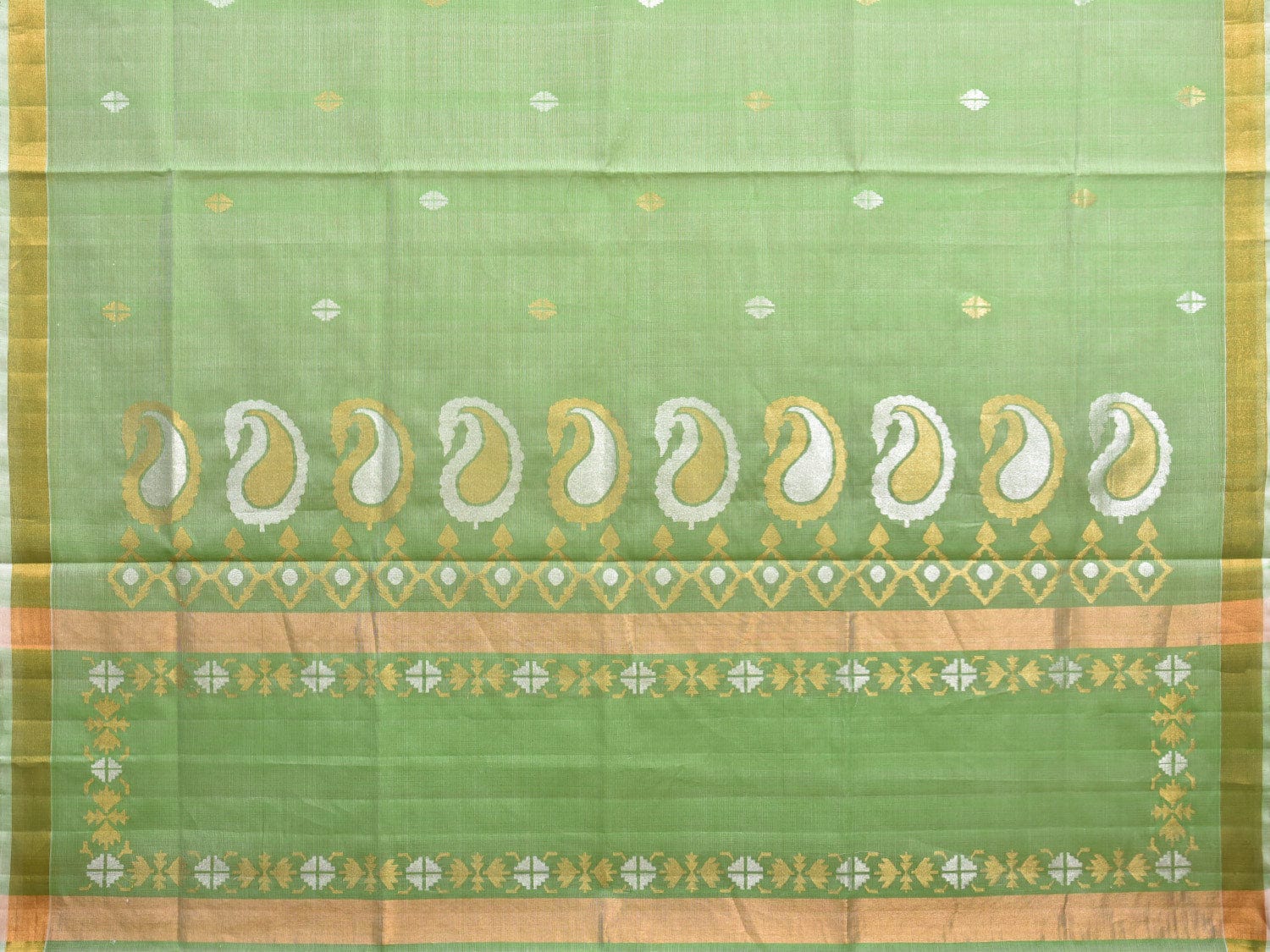 Light Green Uppada Cotton Silk Handloom Saree with Mango Pallu Design u2258