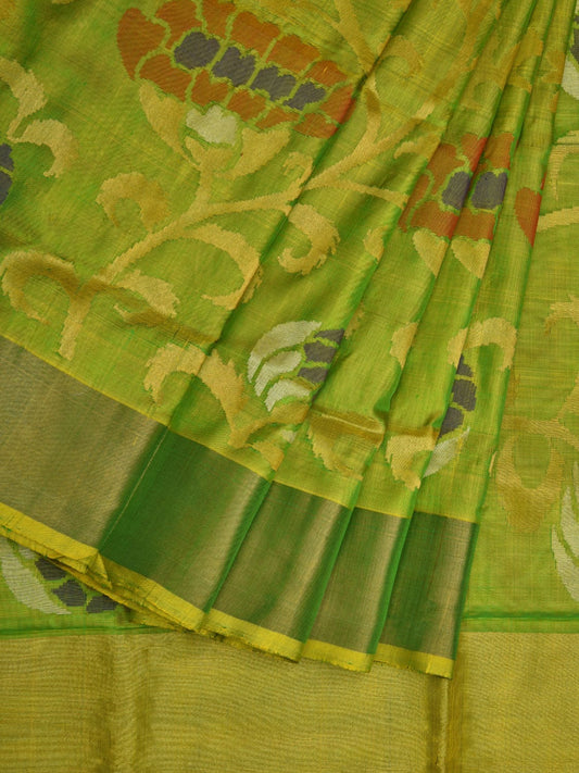 Light Green Uppada Silk Handloom Saree with All Over Floral Design u1911
