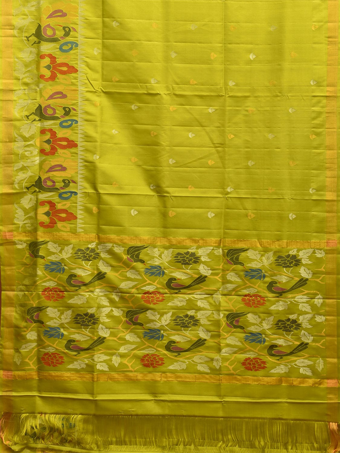 Light Green Uppada Silk Handloom Saree with One Side Peacocks Border Design u2288