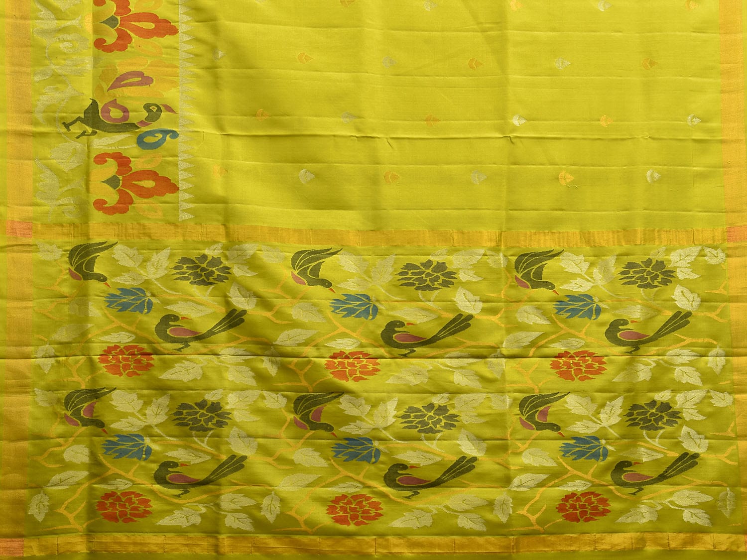 Light Green Uppada Silk Handloom Saree with One Side Peacocks Border Design u2288