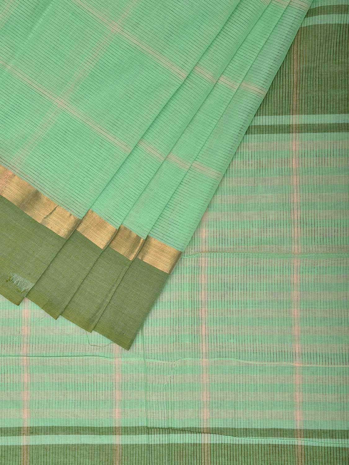 Light Green Venkatagiri Cotton Saree with Checks Design v0089