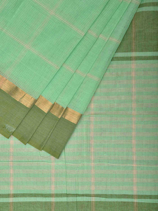 Light Green Venkatagiri Cotton Saree with Checks Design v0089