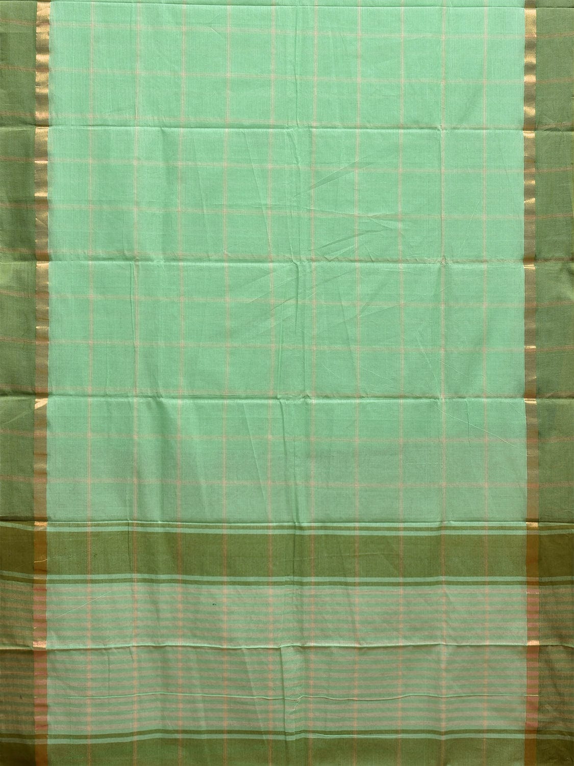 Light Green Venkatagiri Cotton Saree with Checks Design v0089