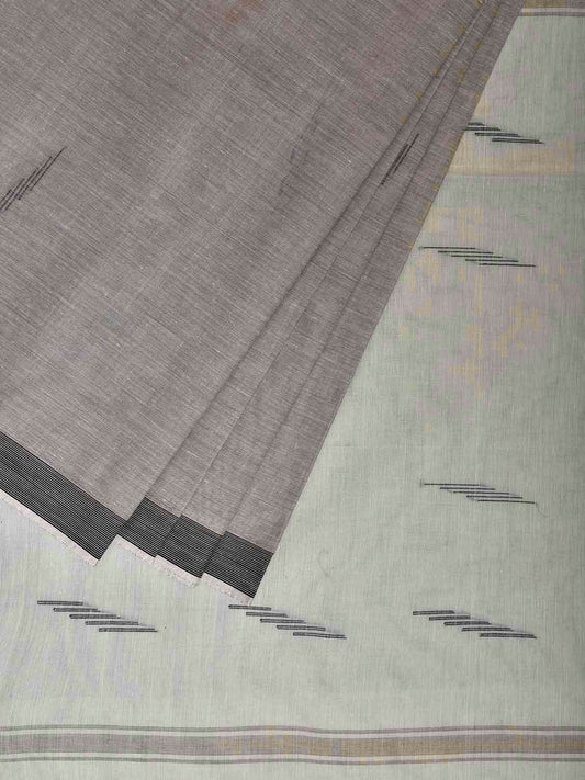 Light Grey and Sea Green Venkatagiri Cotton Saree with Pallu Buta Design v0123