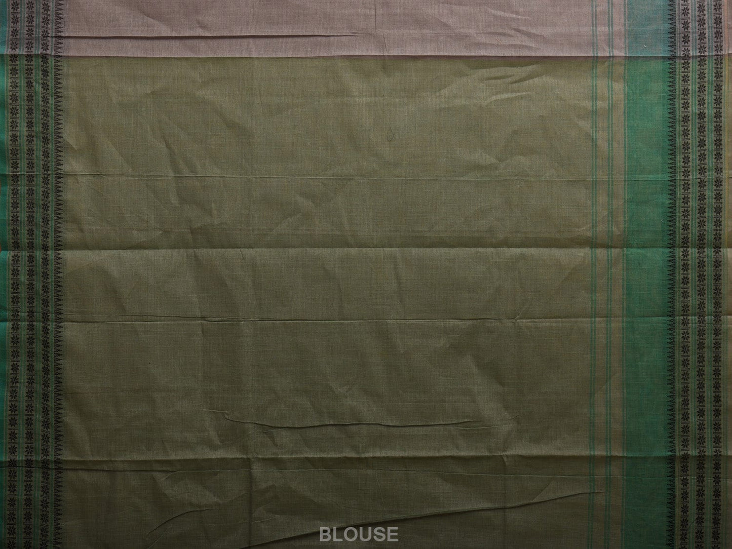 Light Grey and Turquoise Kanchipuram Cotton Handloom Plain Saree with Strips Pallu and Border Design k0546