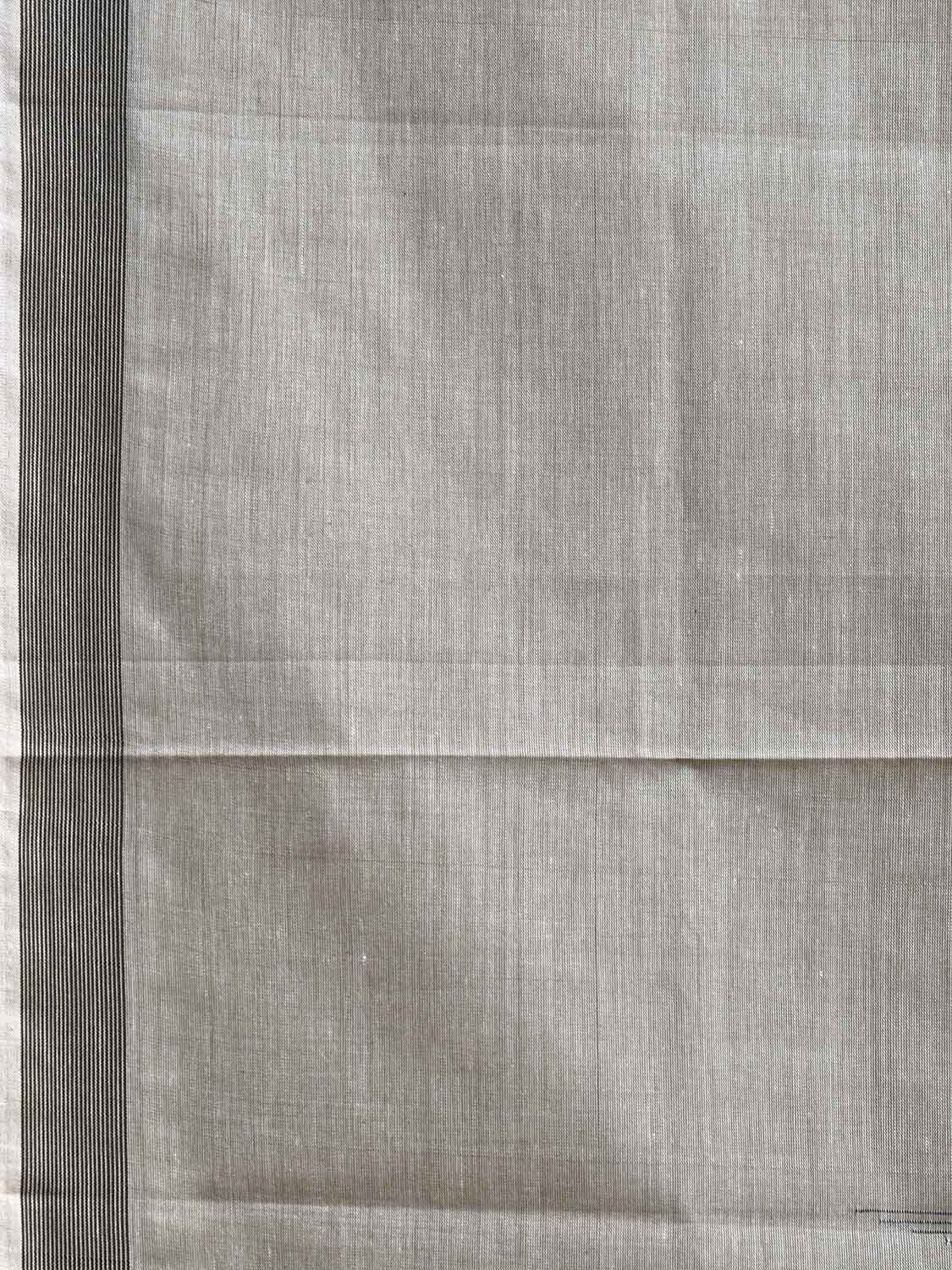 Light Grey and White Venkatagiri Cotton Saree with Pallu Buta Design v0120