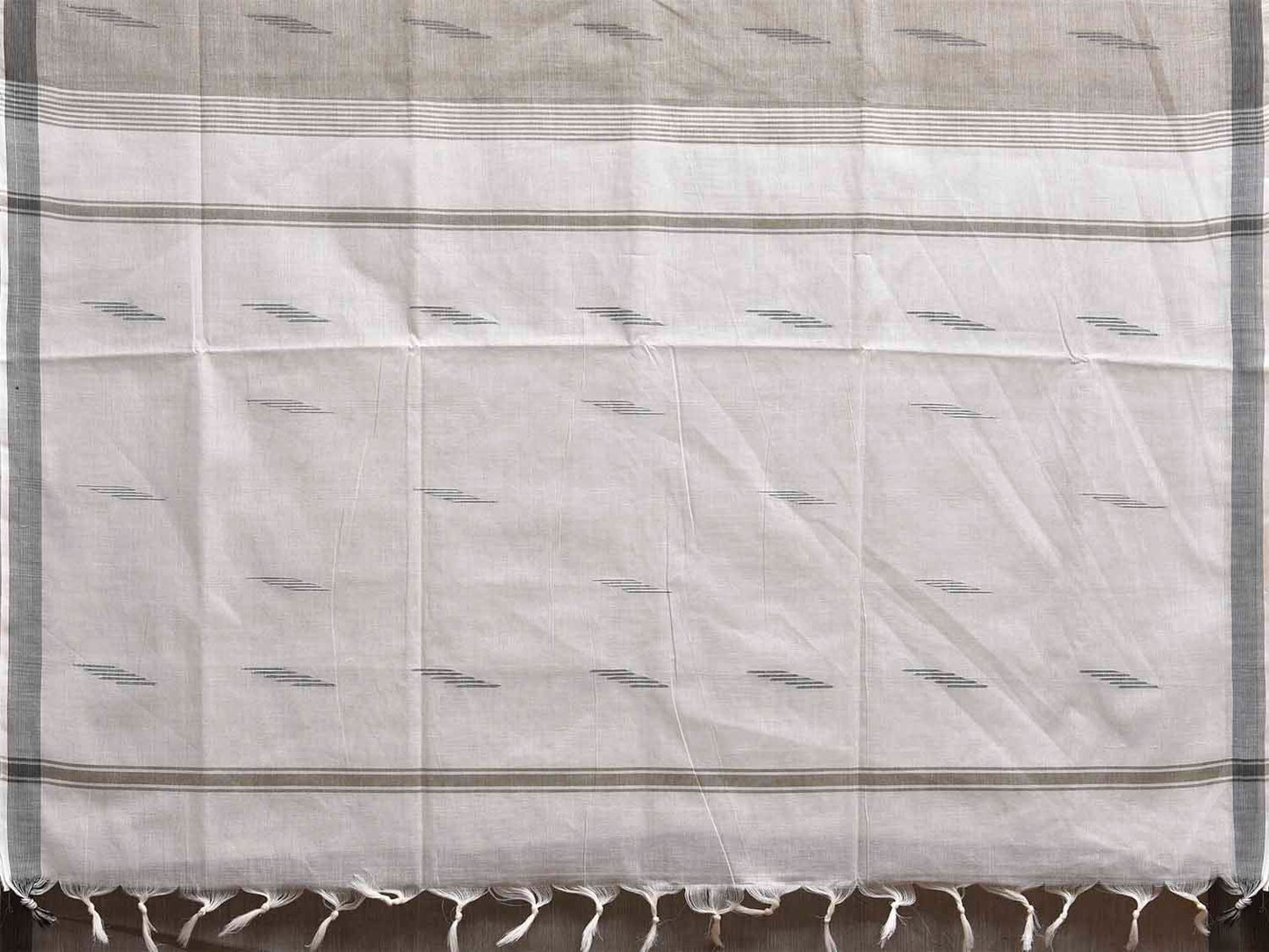 Light Grey and White Venkatagiri Cotton Saree with Pallu Buta Design v0120