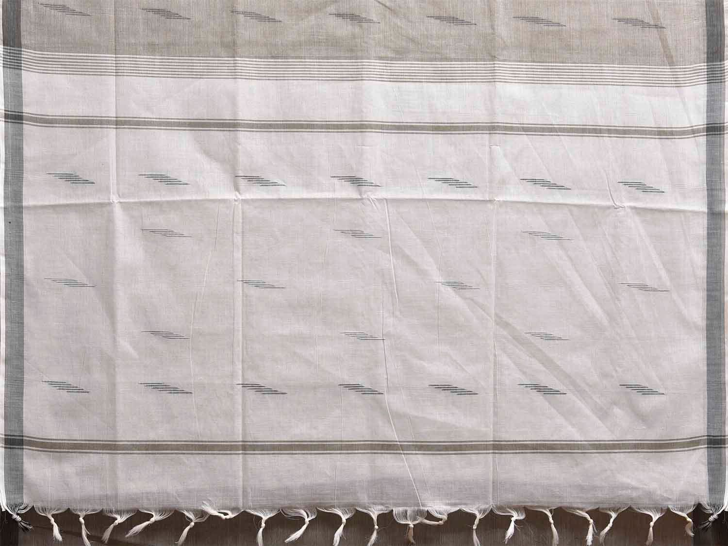 Light Grey and White Venkatagiri Cotton Saree with Pallu Buta Design v0120