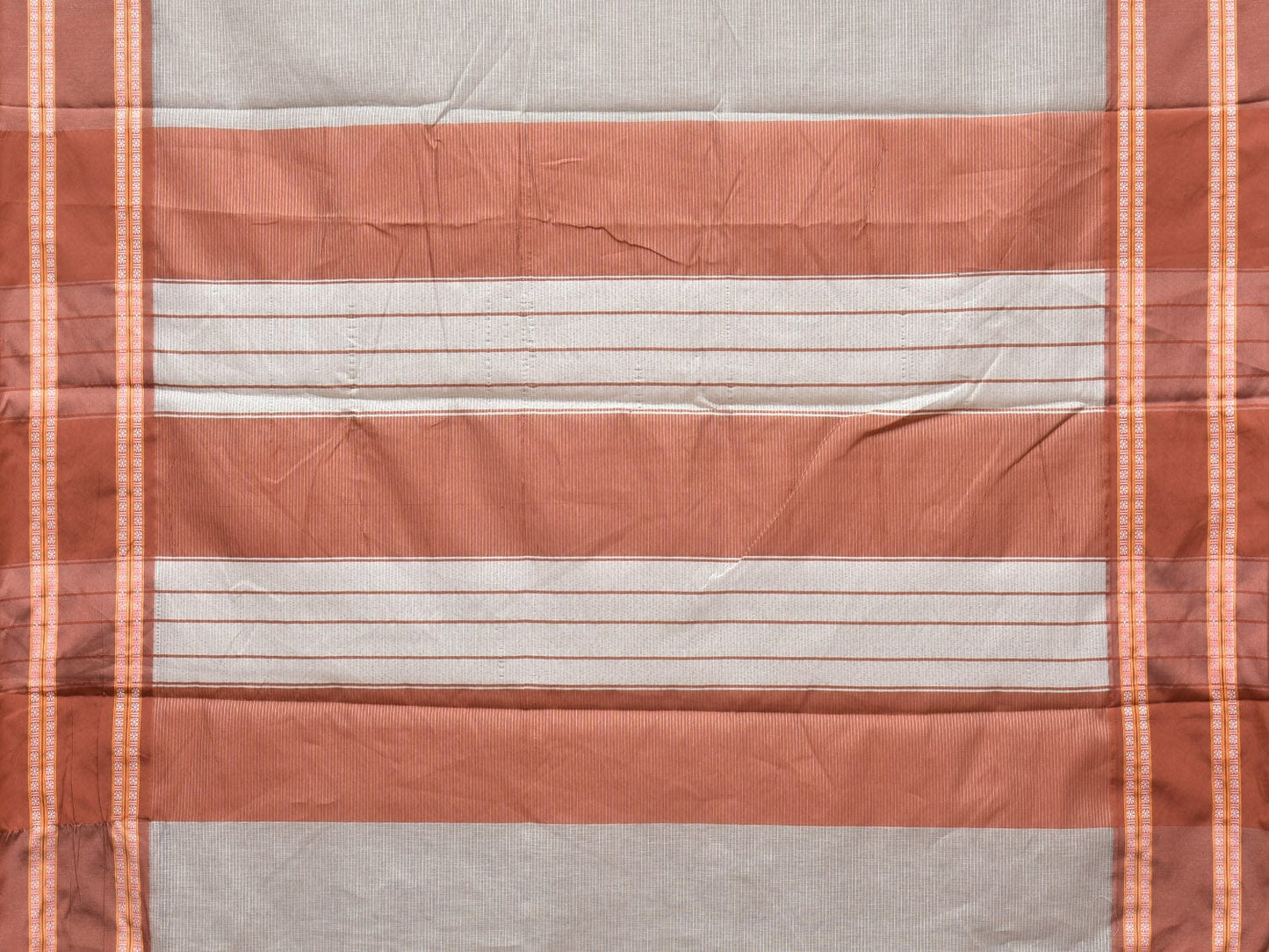 Light Grey Bamboo Cotton Plain Saree with Strips Design No Blouse bc0202