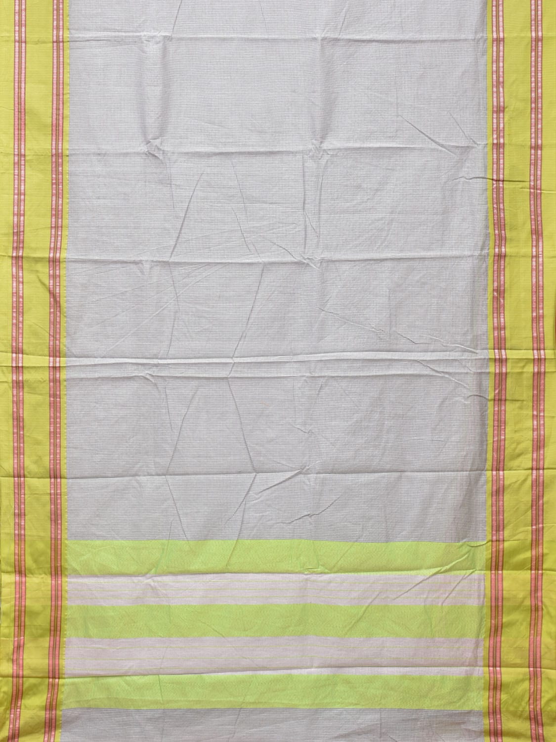 Light Grey Bamboo Cotton Saree with Checks Design bc0143