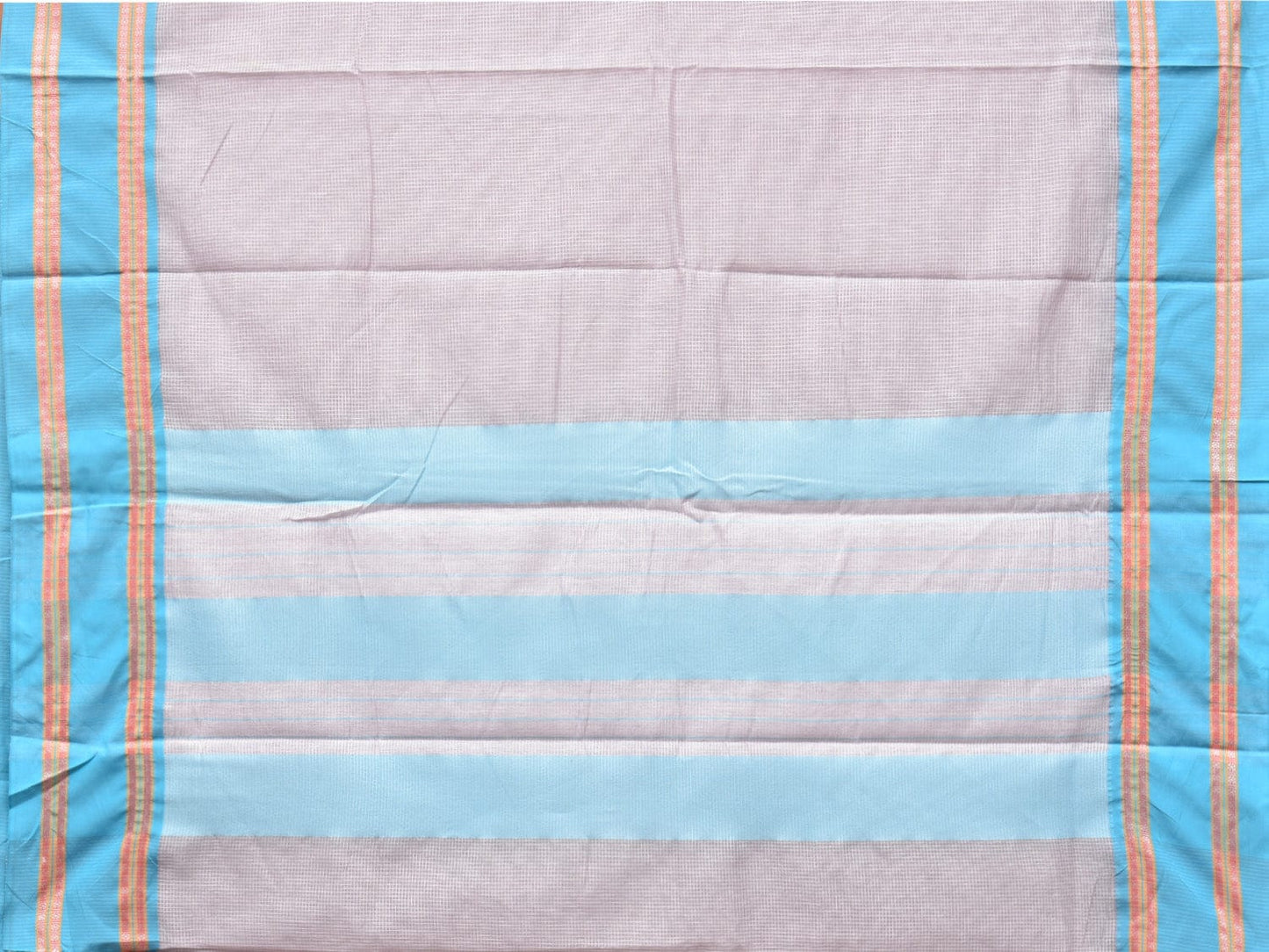 Light Grey Bamboo Cotton Saree with Small Checks Design No Blouse bc0188