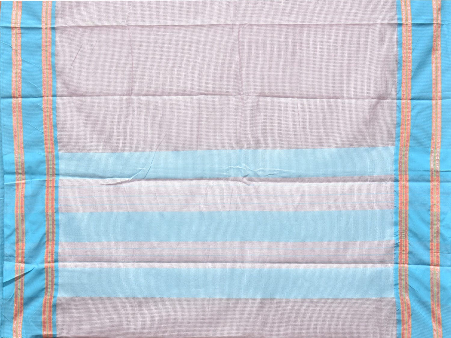 Light Grey Bamboo Cotton Saree with Small Checks Design No Blouse bc0188