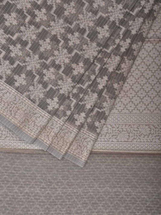 Light Grey Dhakai Jamdani Cotton Viscose Saree with Grill and Border Design dj0067