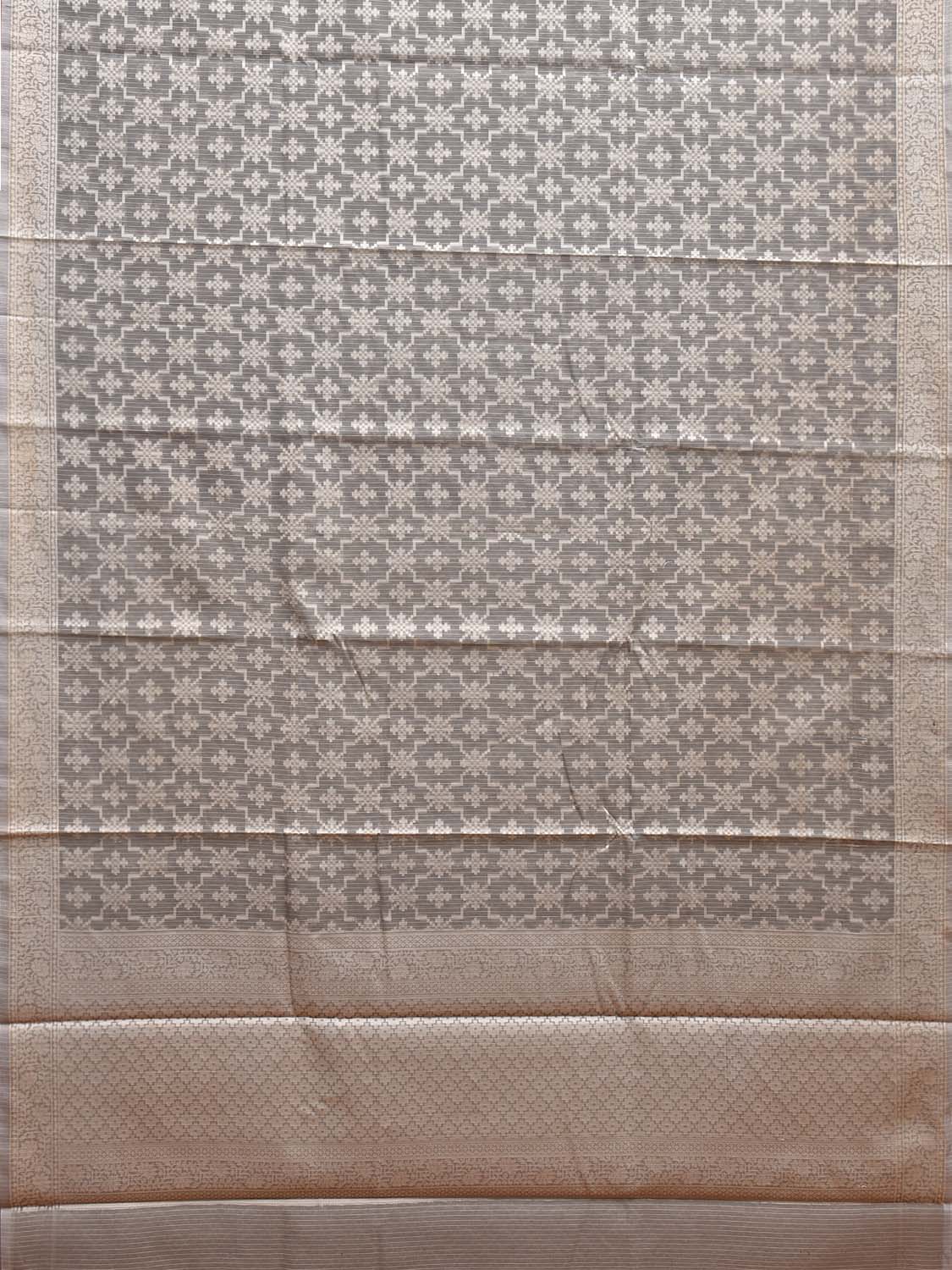 Light Grey Dhakai Jamdani Cotton Viscose Saree with Grill and Border Design dj0067