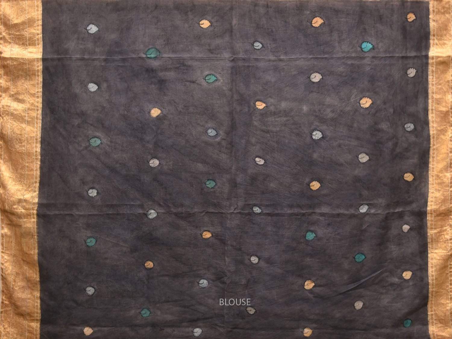 Light Grey Kalamkari Hand Painted Kanchipuram Silk Handloom Saree with Flowers Design KL0419