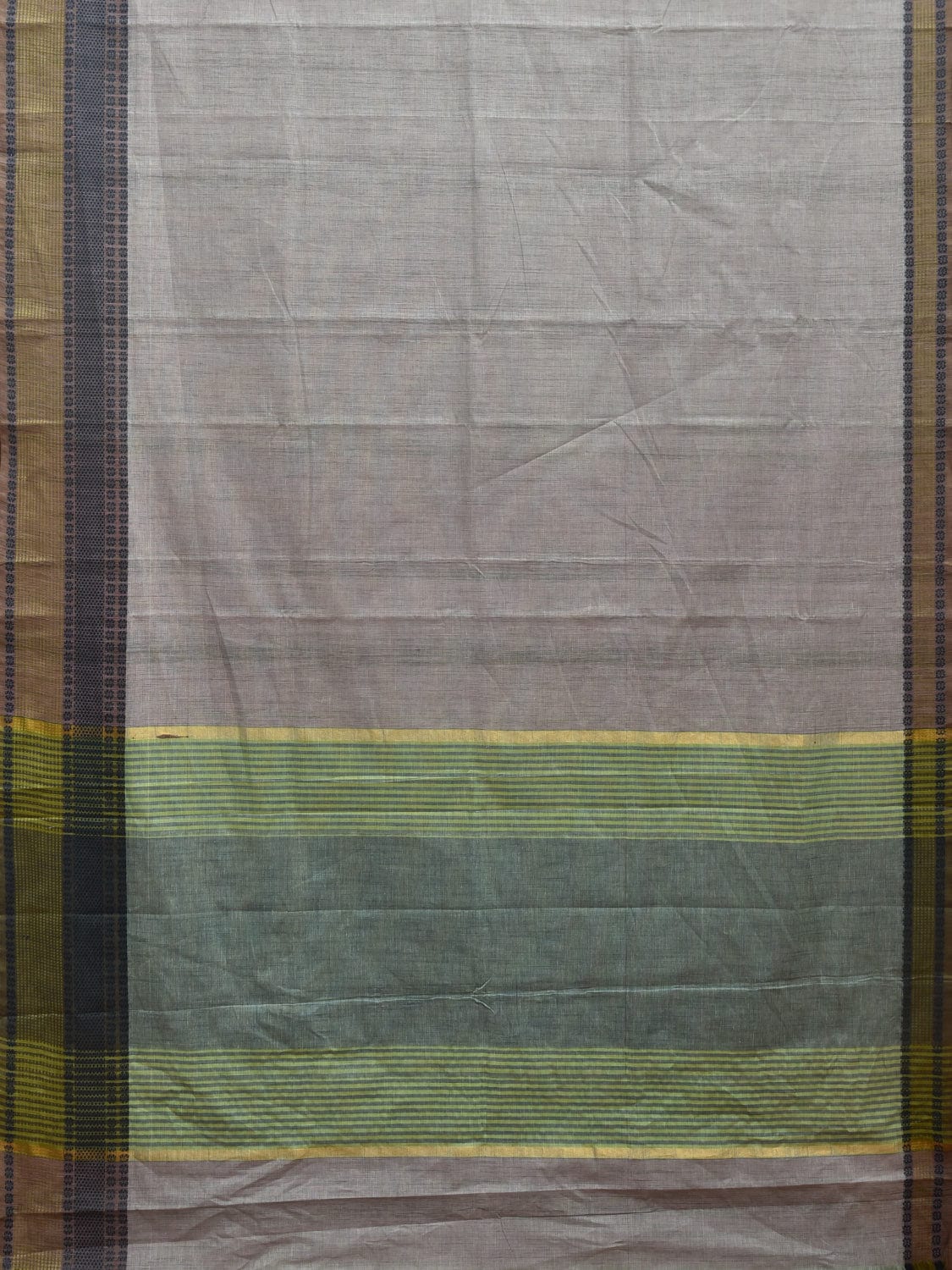 Light Grey Kanchipuram Cotton Saree with Strips Pallu Design k0599