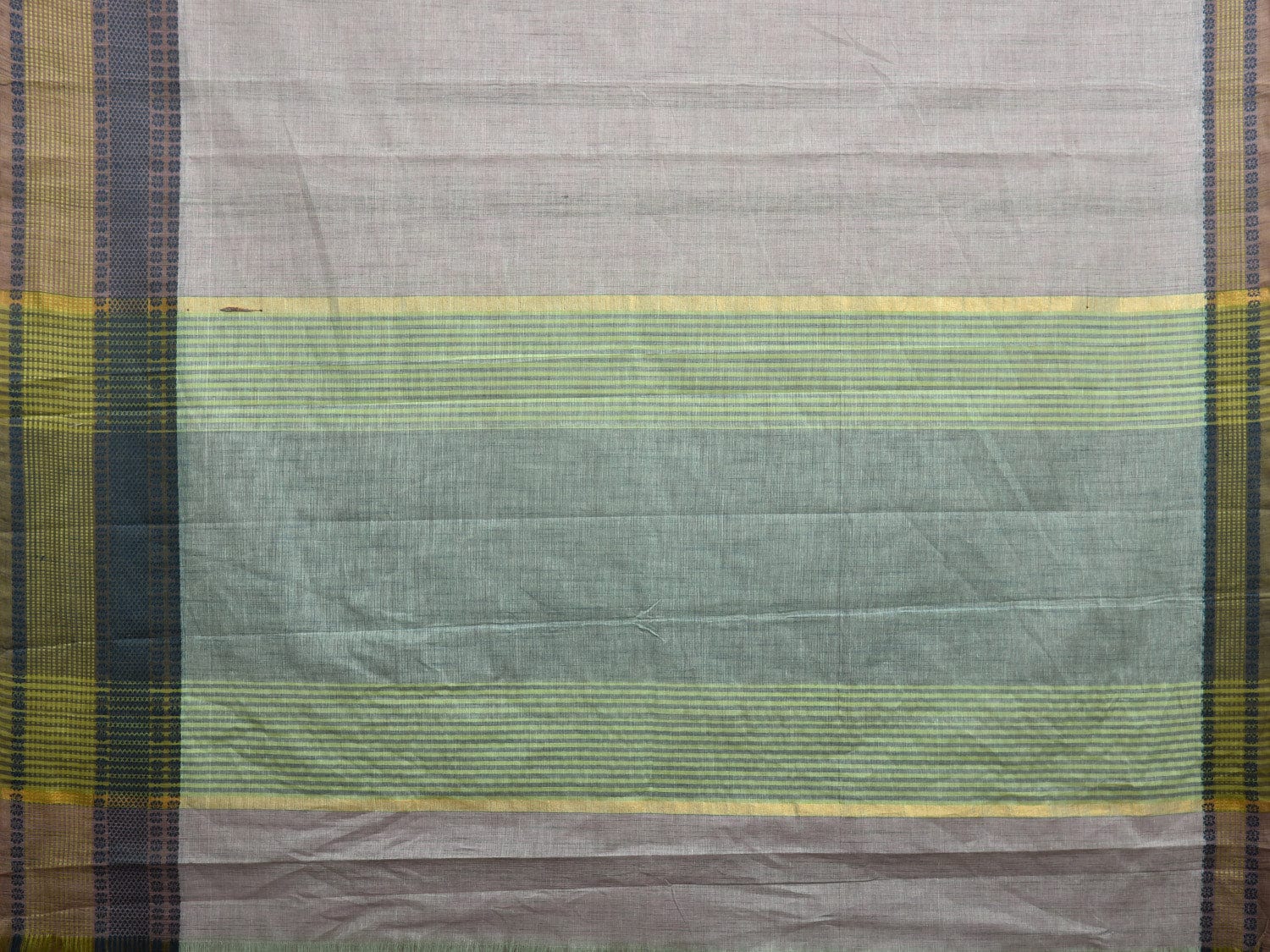 Light Grey Kanchipuram Cotton Saree with Strips Pallu Design k0599