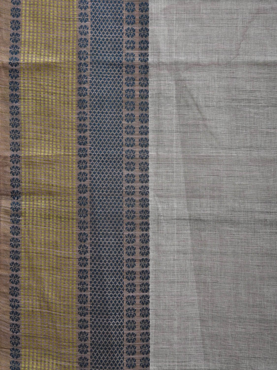 Light Grey Kanchipuram Cotton Saree with Strips Pallu Design k0599