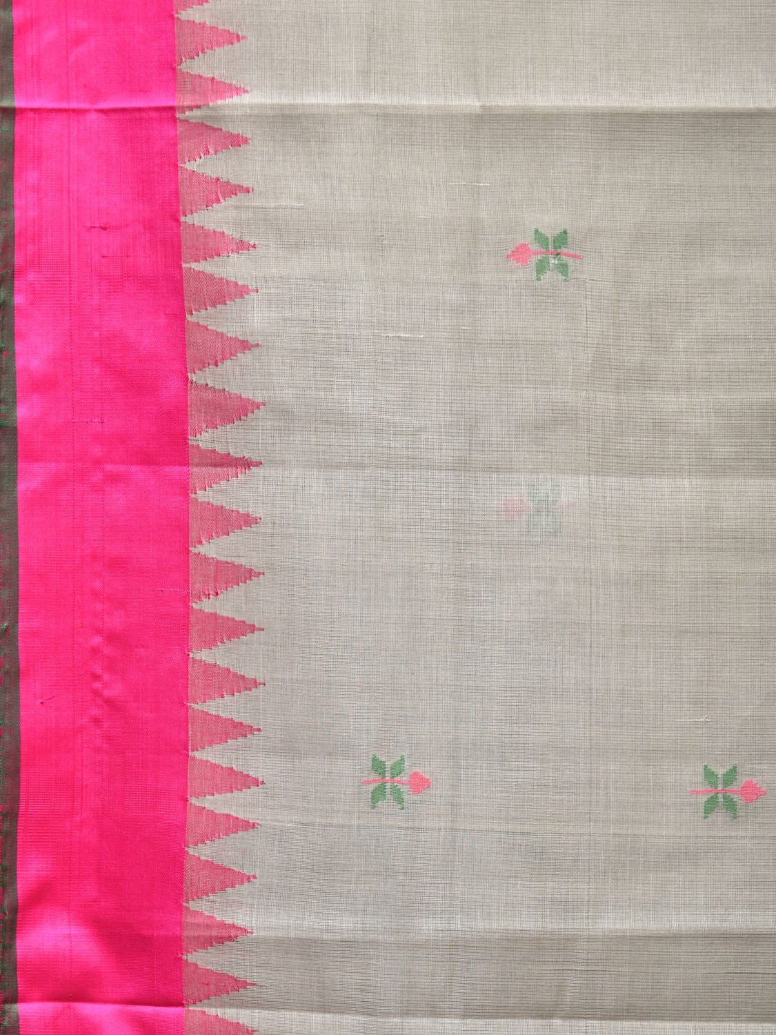 Light Grey Khadi Cotton Handloom Saree with Jamdani Body Buta Design kh0627