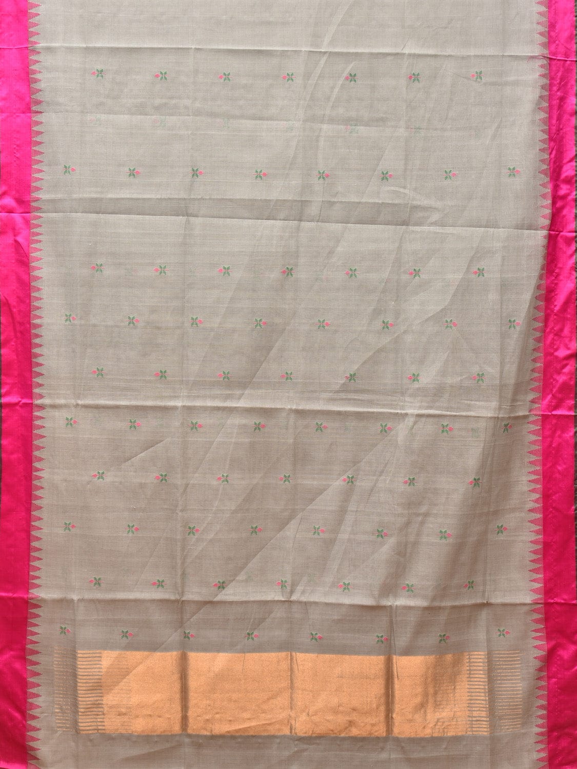 Light Grey Khadi Cotton Handloom Saree with Jamdani Body Buta Design kh0627