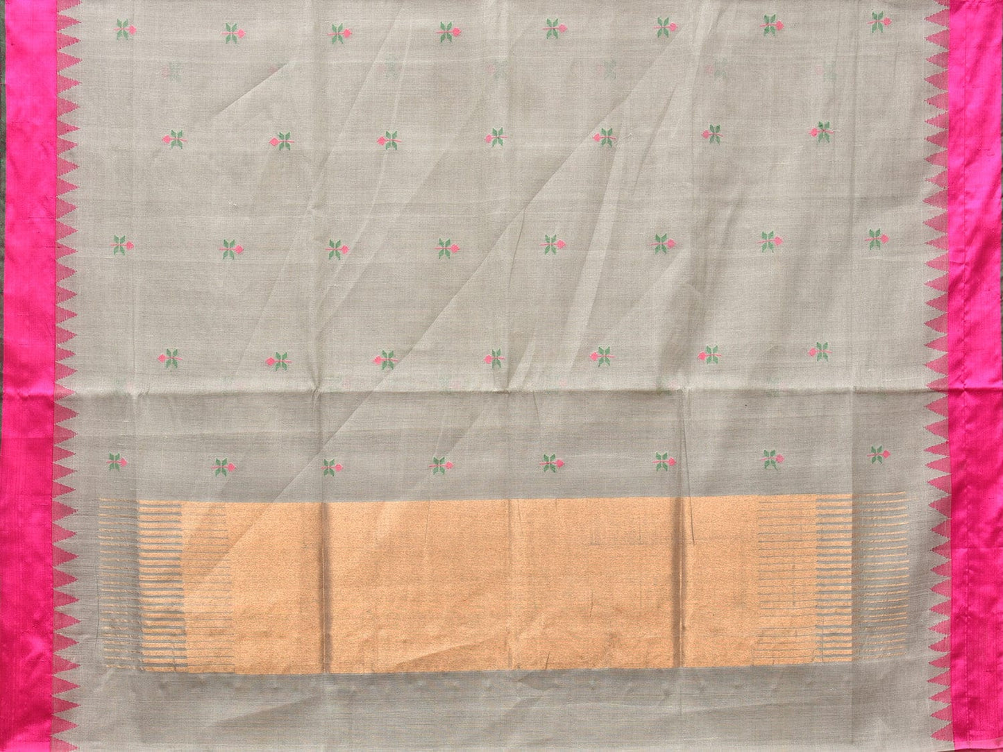 Light Grey Khadi Cotton Handloom Saree with Jamdani Body Buta Design kh0627