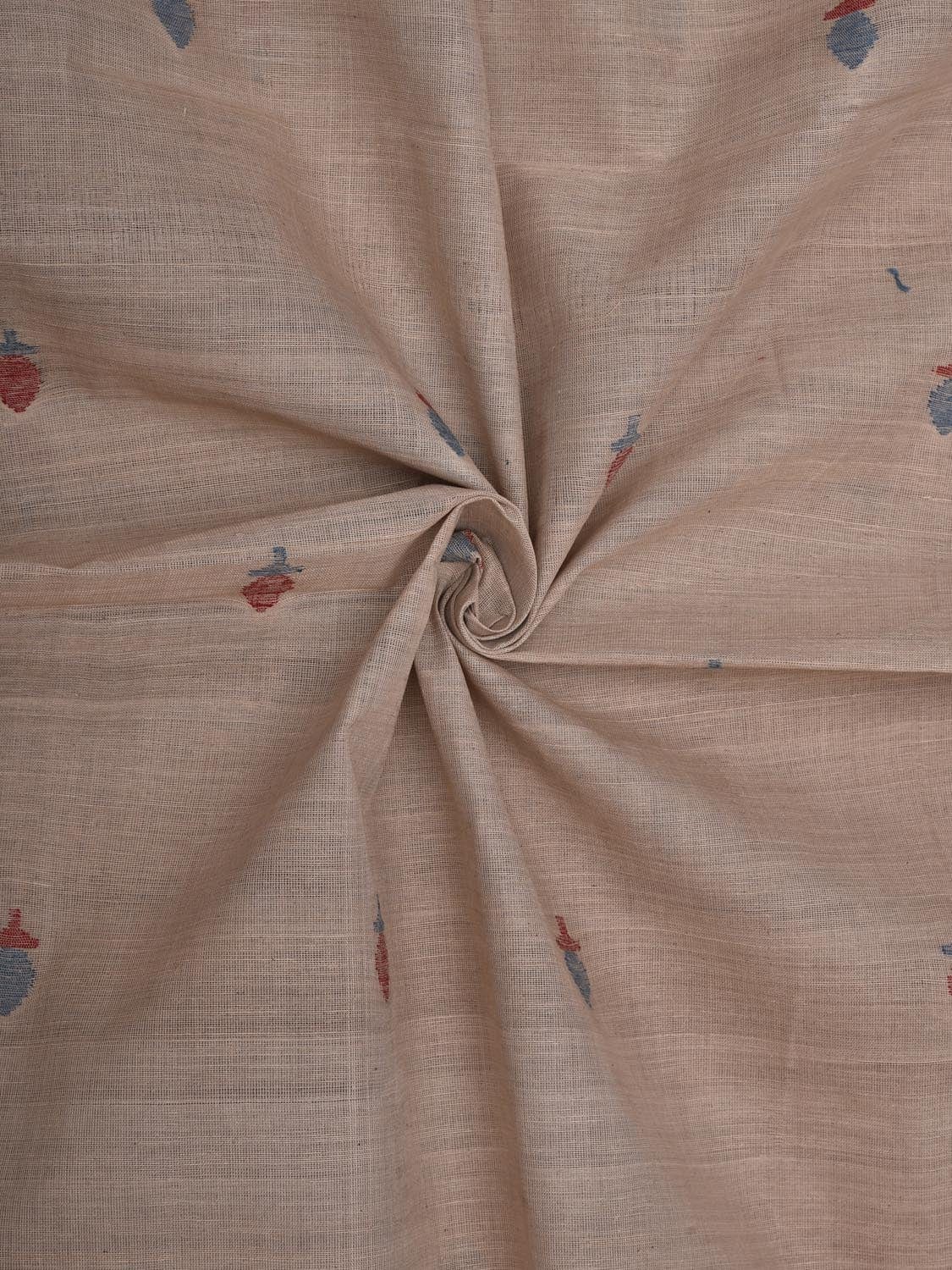 Light Grey Khadi Cotton Natural Dye Handloom 2.5mts Fabric with Buta Design f0196